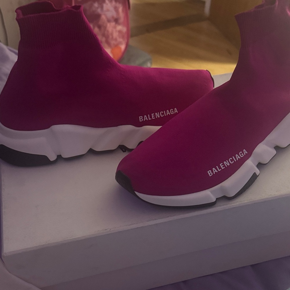 Balenciaga Women's Fuchsia Sock Sneakers